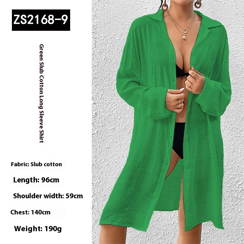 Tencel Slub Cotton Long-sleeved Shirt For Women