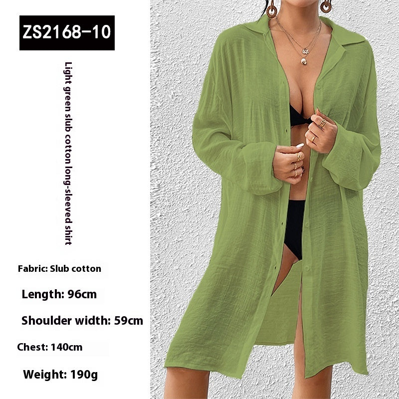 Tencel Slub Cotton Long-sleeved Shirt For Women